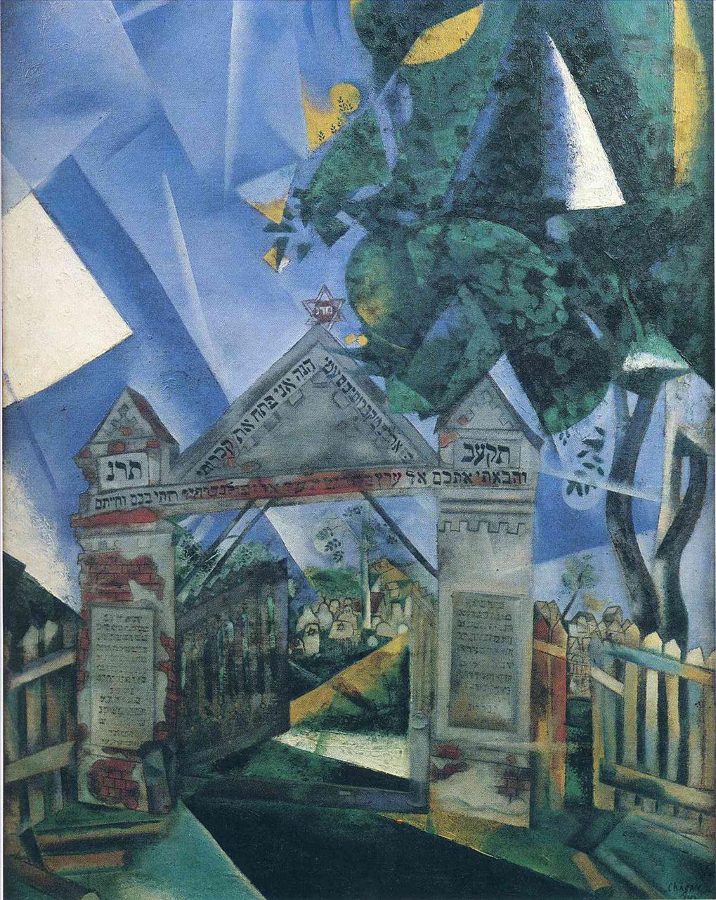 Les portes du cimetière détaillent Marc Chagall contemporain Peintures à l'huile